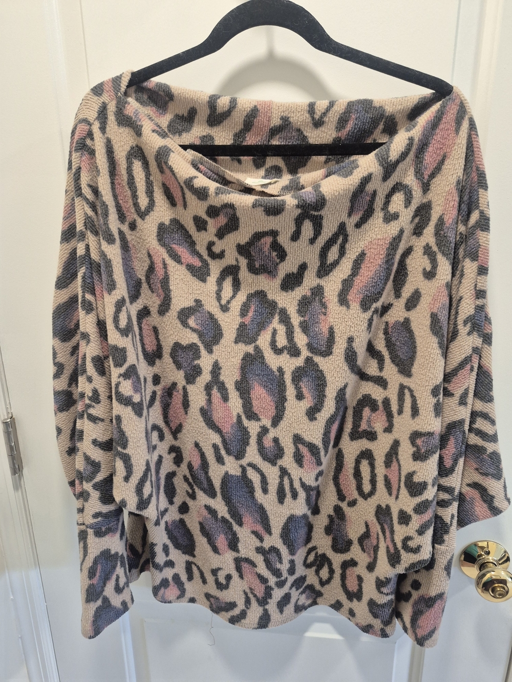 Leopard Print Sweater in Beige and Pink